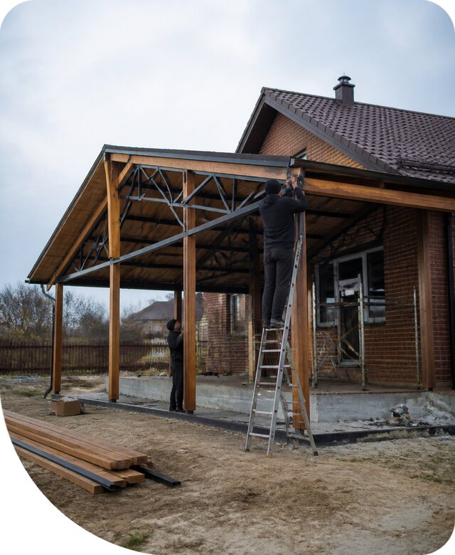Пристройка навеса к дому и участку в Кызыле под ключ